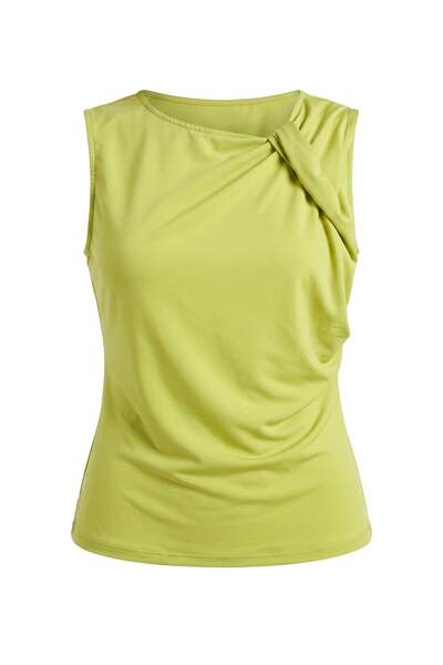 Trendyol Collection Light Green Fitted/Sleeveless Gathered Stretchy Knitted B...