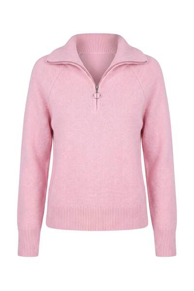 Trendyol Collection Wardrobe Essentials Khaki Soft Zipper High Neck Knitwear ...