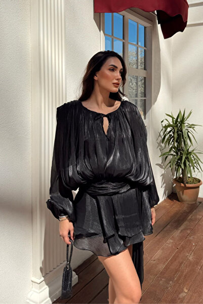 Sindimoda Arwen Fırfırlı Bağlama Detay Mini Elbise 221732