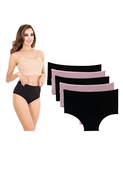 MİSS DONLİZZA Yüksek Bel Kadın Külot Siyah Pembe 5 Adet