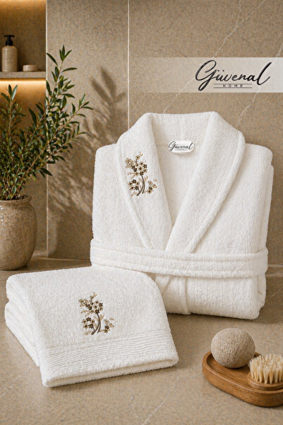 Güvenal Σετ μπουρνούζια Rüya 2 τεμαχίων, 100% βαμβακερά, με κέντημα |   Μπουρ...