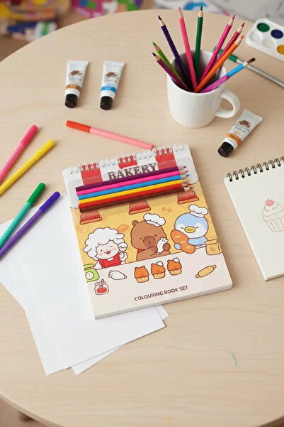 Miniso Lisanslı Pişirme Serisi Mimibara Boyama Seti – 6 Renkli Kalem – Eğitic...