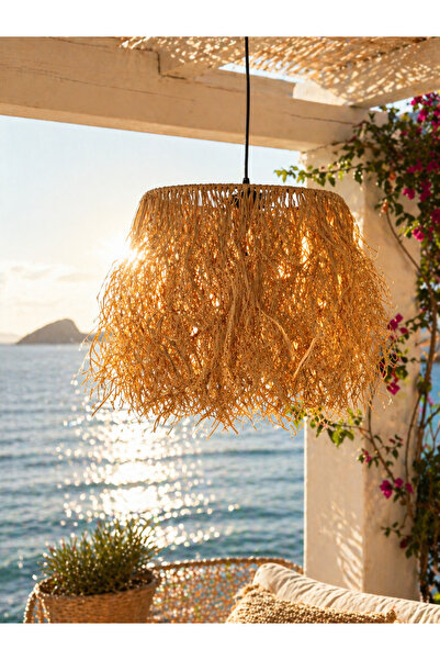 Home Bohem Handmade Doğal Rafya Hasır Avize