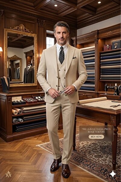 Ars Magic Box Men's Slim Fit Mono Collar Italian Cut Suit