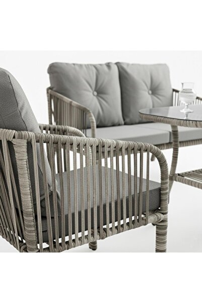 ReHome Capri Swing Artemis İkili Rattan Balkon Bahçe Takımı | Gri