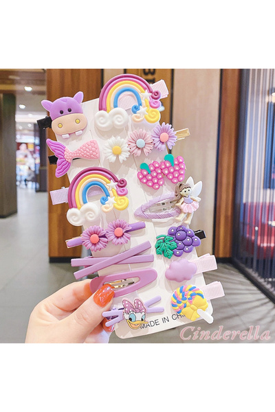 Cinderella 14-dijelni set kopči za kosu u ljubičastom i lila tonu za decu - M...
