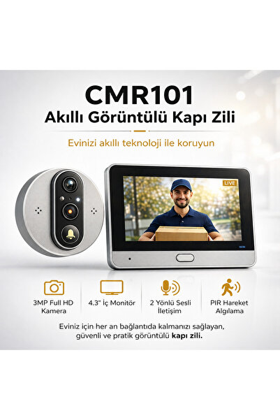 Aırstorr CMR101 Akıllı Görüntülü Kapı Zili WiFi Tuya 2 Yönlü Ses PIR Sensör M...