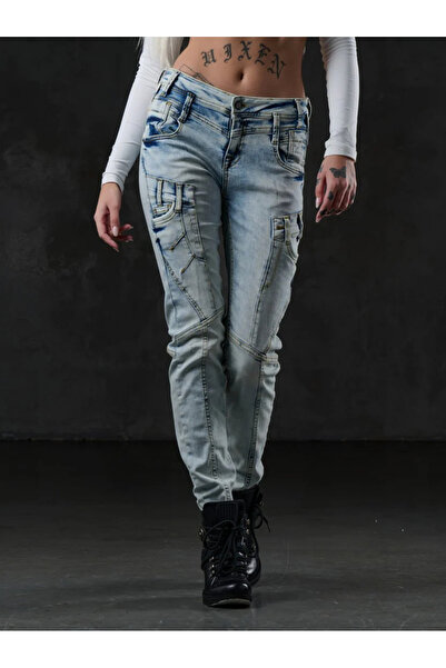 Cipo&Baxx Wd216 Διακοσμητικό τζιν παντελόνι σε γαλάζιο χρώμα με τσέπες