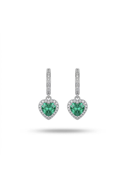 h&b design jewel Steel Green Heart Earrings