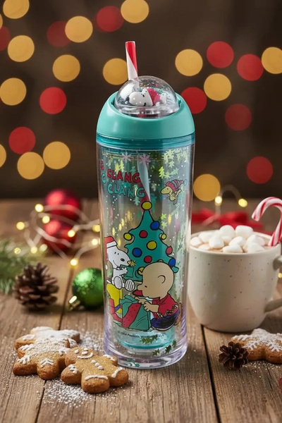 Miniso Snoopy Lisanslı Yılbaşı Koleksiyonu Pipetli ve Dönen Toplu Şişe – Eğle...
