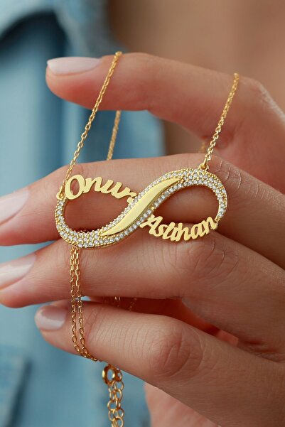Silvano Jewelry 925 Ayar Gümüş Isimli Taşlı Sonsuzluk Kolyesi