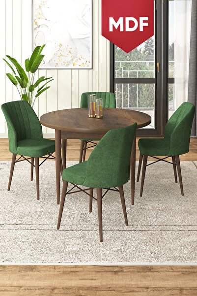 Canisa Concept Rox Serisi MDF 90x90 Yuvarlak Sabit Barok Ahşap Desen Masa Tak...