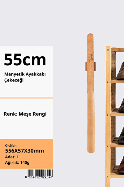 Beauty Vogue Masif Ahşap Mıknatıslı Ayakkabı Çekeceği - 55cm Uzun Kerata (Lük...