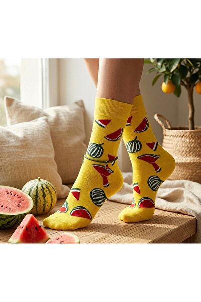 Çorap Kurdu Desenli Renkli Unisex Soket Çorap