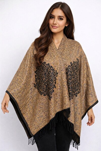 ALDAIYR Women's winter double-sided poncho shoulder 140x140