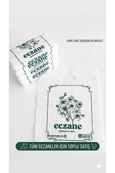 Onbir Tedarik 30x40 Cm Büyük El Geçme Poşet Yeşil Eczane Baskılı (NO:2) - 100...