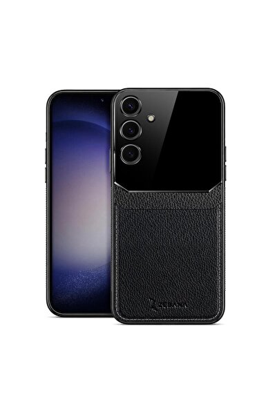 Zebana Samsung Galaxy S24 Uyumlu Kılıf Zebana Lens Deri Kılıf Siyah