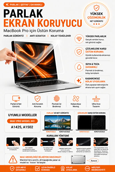 Mcstorey Macbook Pro Parlak Ekran Koruyucu Anti Scratch (ESKİ USB HDMI'LI MOD...