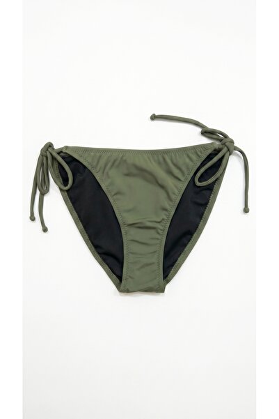 Khaki Thin Rope Tying Detailed Bikini Bottom