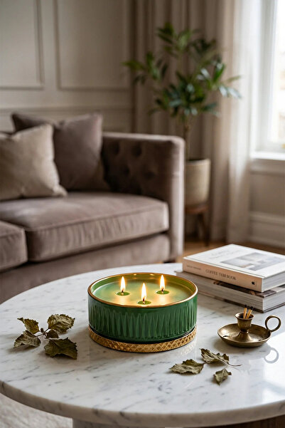 Patchouli Scented Leaf Green Gold Gloria 13 X 5.5 Cm Decorative Scented Glass Candle