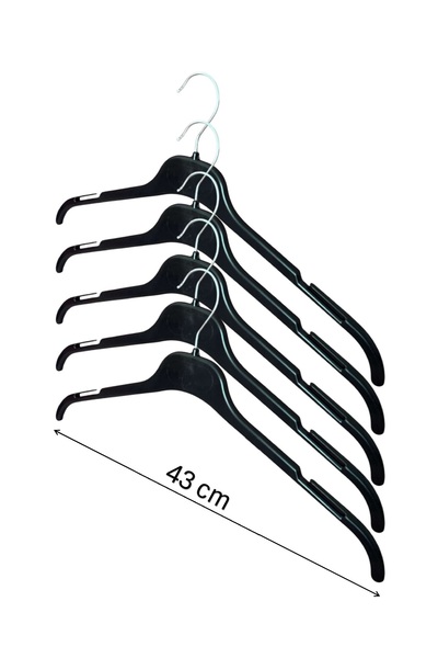 Plastic Clothes Hanger, Shirt Hanger, T-Shirt Hanger, Black Color, 20 Pieces