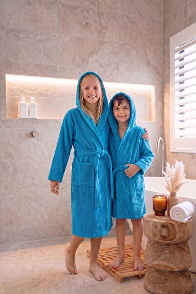 Ender Home CottonVerse Genç & Çocuk Kapşonlu Bornoz – %100 Pamuk, Unisex