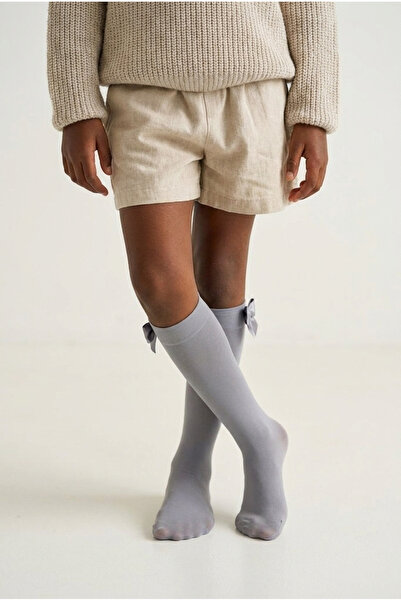 Katia&Bony Γκρι κοριτσίστικες κάλτσες μέχρι το γόνατο - με αξεσουάρ