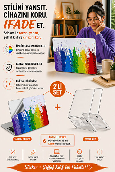 Mcstorey Macbook Air Kılıf 13inç Yapıştırma Sticker A2179 Ile Uyumlu Laptop K...