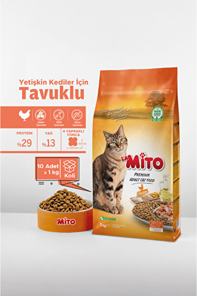 LaMito Adult Cat 1 Kg x 10 Adet Tavuklu Yetişkin Kedi Maması