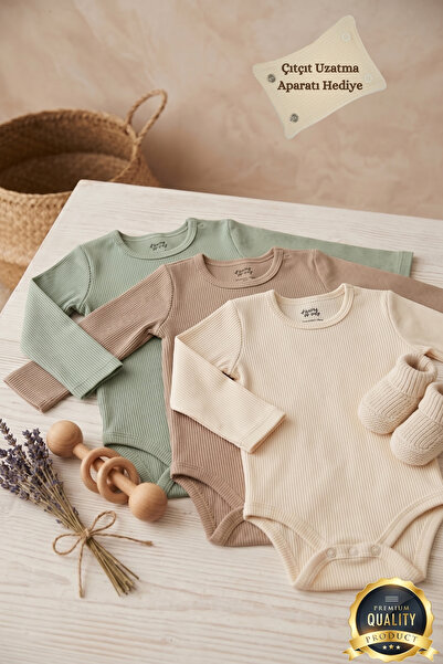 Huggy Mommy Premium Corded Fabric 100% Organic Cotton 3-Piece Baby Boy Long S...