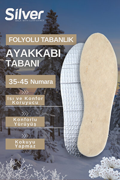 Silver Isı Koruyucu Keçe Ayakkabı Tabanlığı - Naturel Kışlık Taban (35-45)
