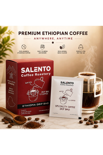 SALENTO Ethiopian Coffee Drip Bags, Single Serve Pour Over Coffee, Specialty ...