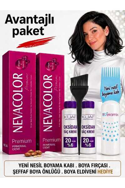 Neva Color Saç Boyası 7.77 Badem Kahvesi 2 Ad +Oksidan 20 Volum 2 Ad+Fırça