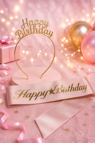 Larenya Happy Birthday Metal Taç Ve Kuşak Seti Doğum Günü Seti Doğum Günü Partisi