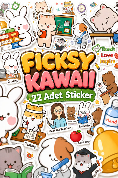 Ficksy Kawaii Style Cute Animals Educational Teacher Themed Sticker Set - 22 ...