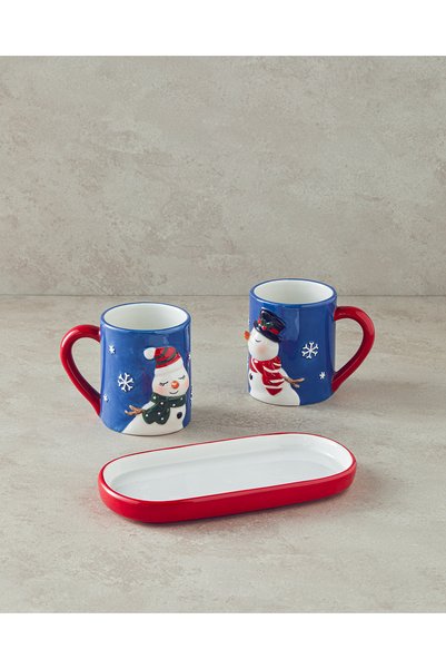 English Home Lovely Snowmans Dolomite 2-Piece New Year's Mug 400 ml Navy Blue