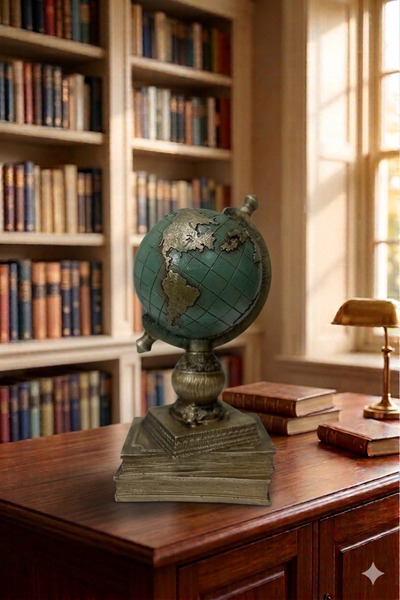 Hanlar Home Dekoratif Hediyelik Kitaplı Dünya Biblo 14x27