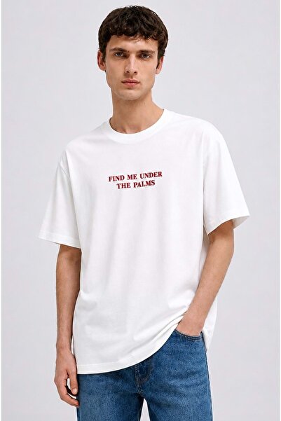 Mavi M0613280 Ανδρικό T-Shirt με στάμπα  "Find Me Under The Palms " ΛΕΥΚΟ