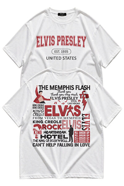 Fuddy Moda Elvis Presley unisex Oversize kroj majica sa leđima Štampano
