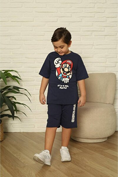 harby kids Boys' Super Mario Licensed 2-Piece Set Printed Short Sleeve T-Shir...