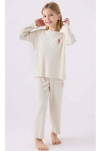 U.S. Polo Assn. U.S. Polo Assn Girls' Long Sleeve Crew Neck Elastic Waist Sma...