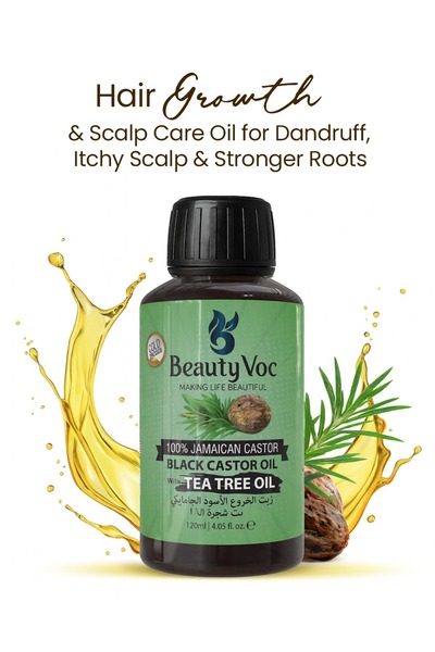 Beauty Voc زيت الخروع الأسود الجامايكي مع زيت شجرة الشاي