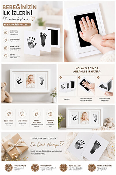 Hombak Non-Toxic Inkless Printing Kit Newborn and 0-1 Year Old Compatible Bab...