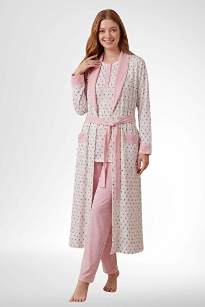 Mecit Pijama طقم بيجامة نسائي طويل من Mecit 6358 باللون الوردي