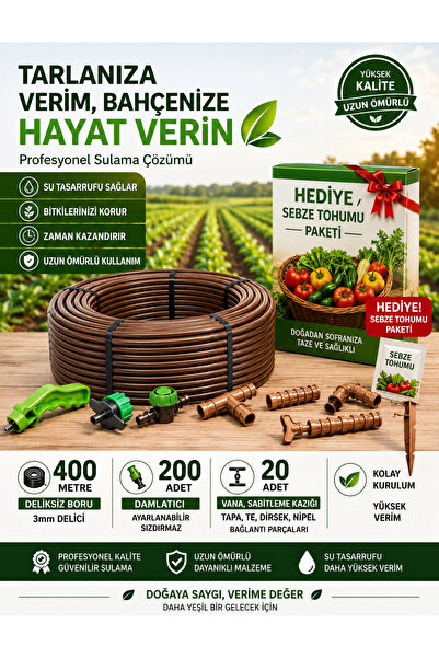 Genel Markalar Deliksiz Düz 400 Metre Damla Sulama Sistemi Ve Ek Parçaları Da...