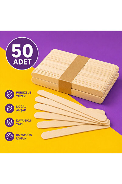 Genel Markalar Ahşap Dil Basma Çubuğu (abeslang) Naturel 50`li Paket