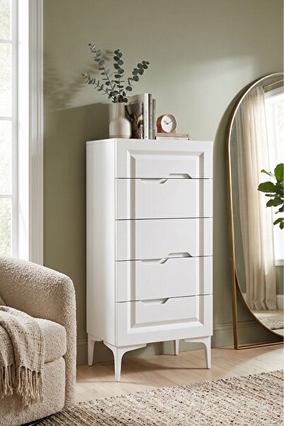 BYCİNO FATİH 5 ÇEKMECELİ KENDİNDEN KULPLU MODERN TASARIM MDF MEMBRAN KAPAK BE...