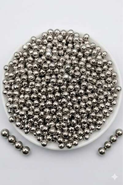 PASAMİA 4 mm Silver Color Undrilled Pearl Beads Pack - 25 Gr (Approx 600-640 Pcs)