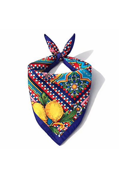 KUMSAL AKSESUAR Limon Desen Fular Bandana 55x55cm