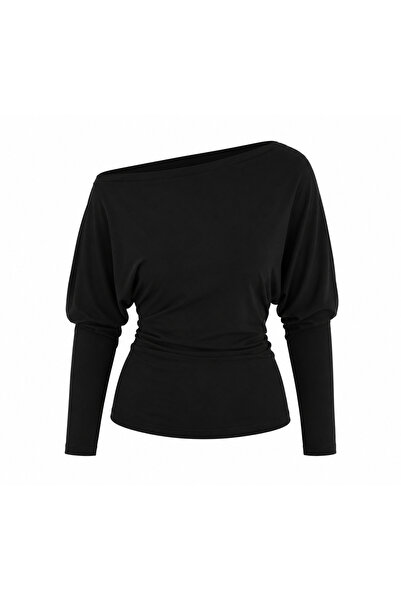 Serpirella Butik Bluză cu decolteu în formă de barcă, cu umăr dezactivat